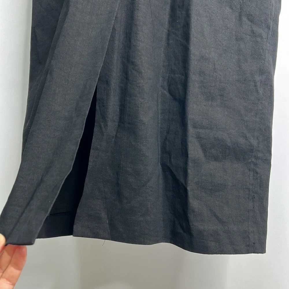 A.L.C Nora off shoulder linen ruffle ruched mid-calf little black dress - Picture 9 of 13